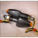 LED knipper licht Carbon look 2 cm arm met achter indicatie (per paar)