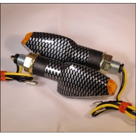 LED knipper licht Carbon look 2 cm arm met achter indicatie (per paar)