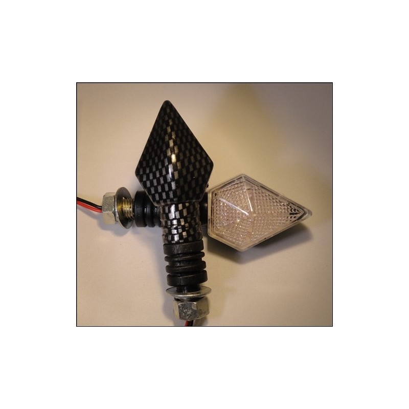 LED knipperlichten 35mm arm speer vorm﻿ carbon look (per paar)﻿