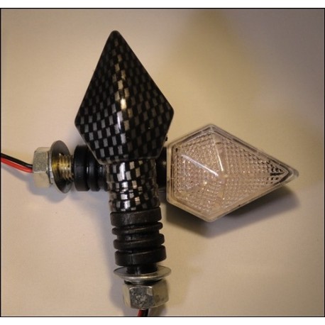 LED knipperlichten 35mm arm speer vorm﻿ carbon look (per paar)﻿